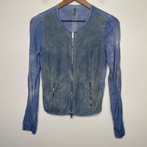 Roncarati Lambskin Leather Jacket Womens Size 40 US Size 2-4 Blue Italian Luxury